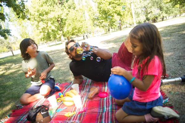 Любить семью на пикнике с детьми — стоковое фото
