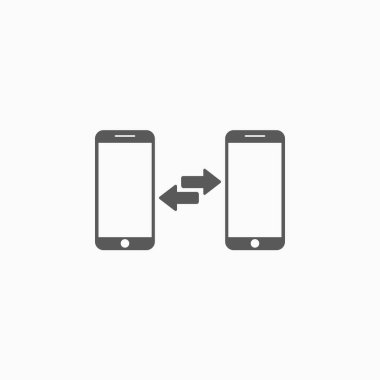 mobil transfer simgesi, akıllı telefon simgesi, transfer vektörü, paylaşım, iletişim illüstrasyonu