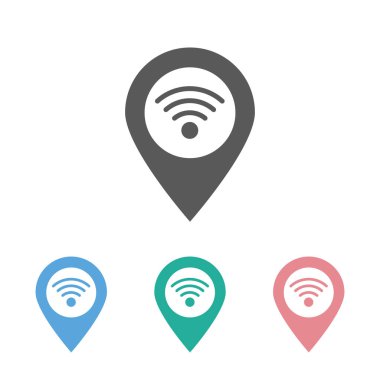 wifi pin simgesi, wifi, pin simgesi, harita vektörü, yön illüstrasyonu, GPS illüstrasyonu