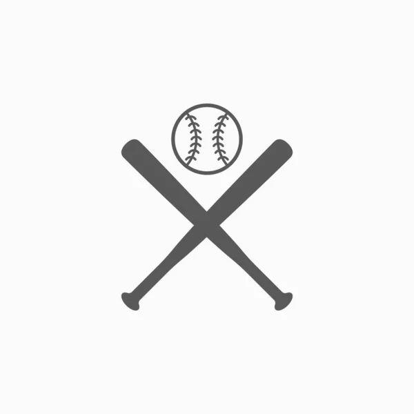 Kij Baseballowy Ikona Piłki Ikona Baseballa Wektor Softball Ikona Bat — Wektor stockowy