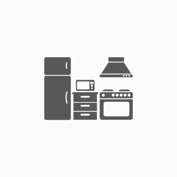 Icône Cuisine Icône Hotte Cuisine Vecteur Cuisinière Illustration Réfrigérateur Vecteur — Image vectorielle