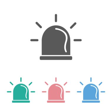 Siren simgesi, uyarı vektörü, ışık simgesi, acil durum işareti, uyarı illüstrasyonu