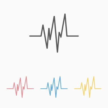 Kalp atışı ikonu, sağlık hizmeti vektörü, kalp ikonu, nabız, kardiyogram çizimi