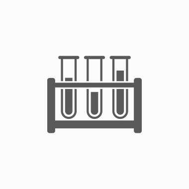 Test tübü simgesi, laboratuvar vektörü, test tübü rafı