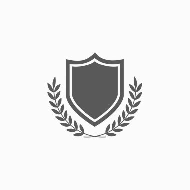 kalkan ve defne çelengi ikon vektör çizimi