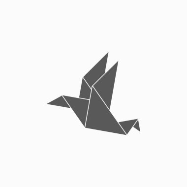 origami kağıt kuş simgesi vektör illüstrasyonu