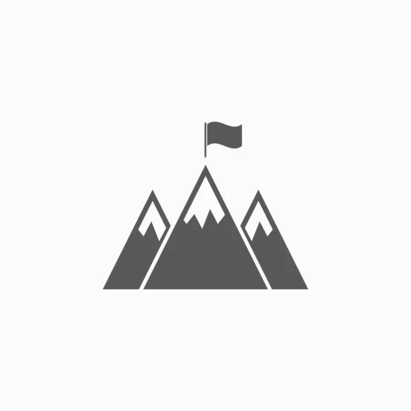 Mountain Peak Flag Icon Vector Illustration — Stock Vector