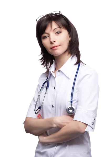 Mujer doctora con estetoscopio — Foto de Stock