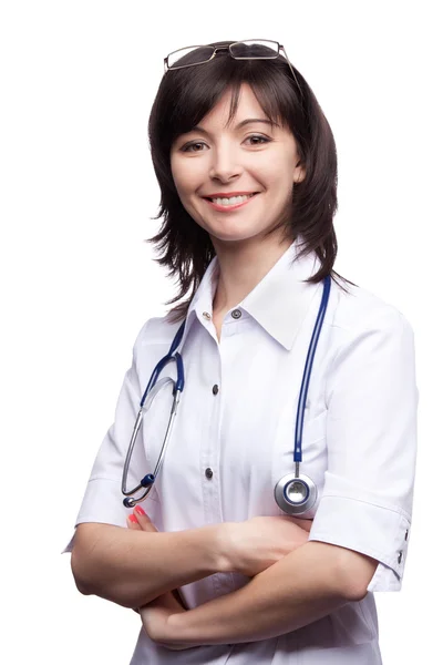 Medico donna con uno stetoscopio — Foto Stock