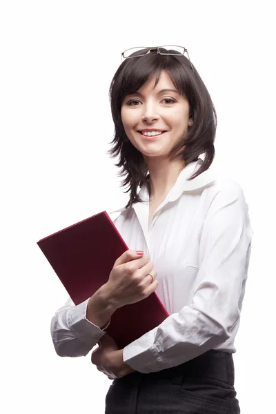 Mujer con carpeta de papel — Foto de Stock