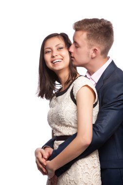 Adam karısının boyun öpüşme