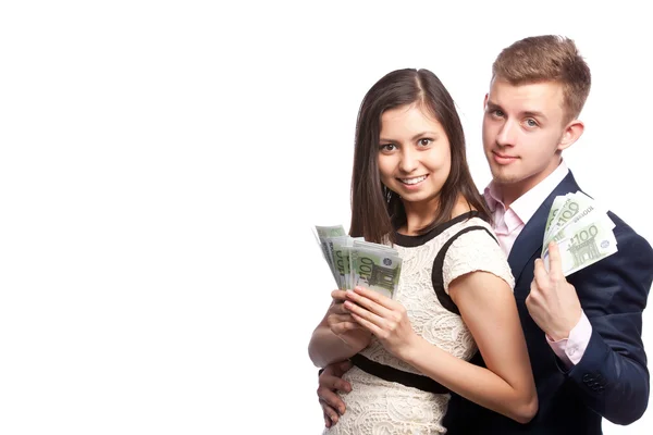 erkek ve kadın elinde para ile