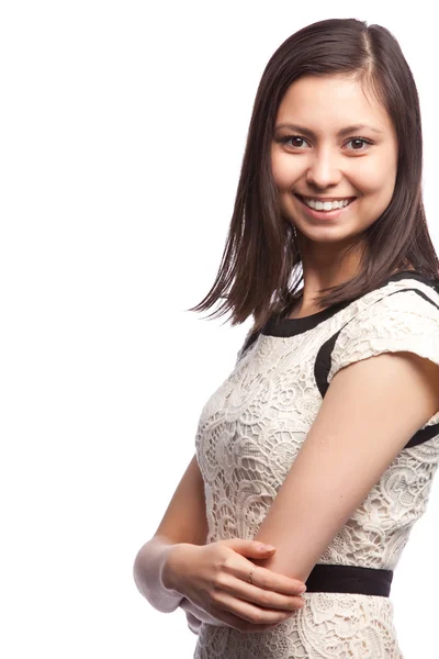 Woman portrait smilling in dress — Stock Photo, Image