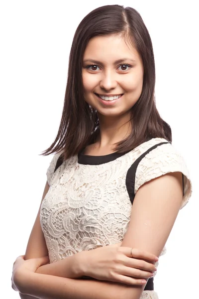 Retrato de mujer oliendo en vestido — Foto de Stock