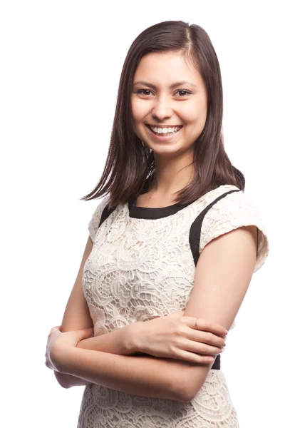 Woman portrait smilling in dress — Stock Photo, Image