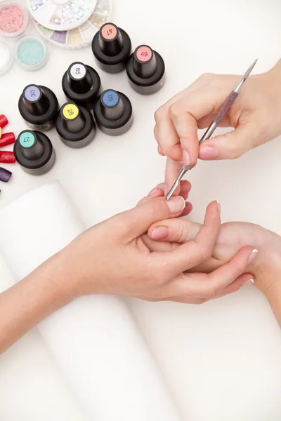 Process of nail polishing — Stock Photo, Image