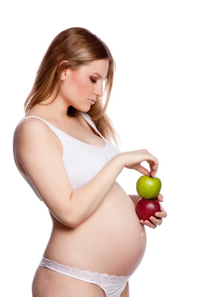 苹果的孕妇 — 图库照片