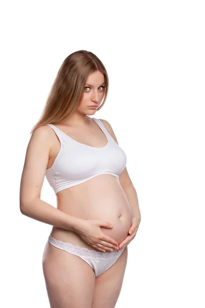 Retrato del perfil de la mujer embarazada — Foto de Stock