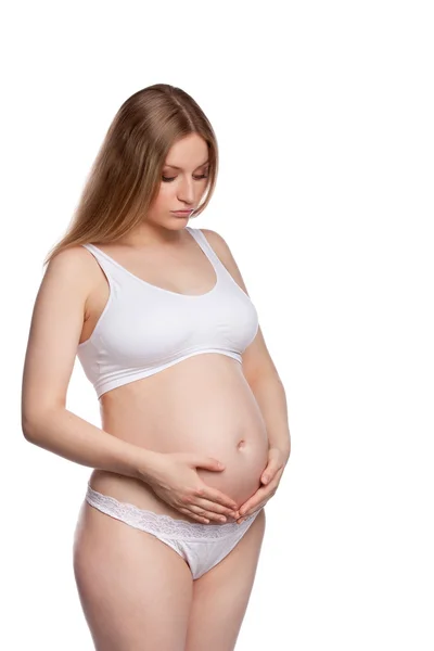 Retrato del perfil de la mujer embarazada — Foto de Stock