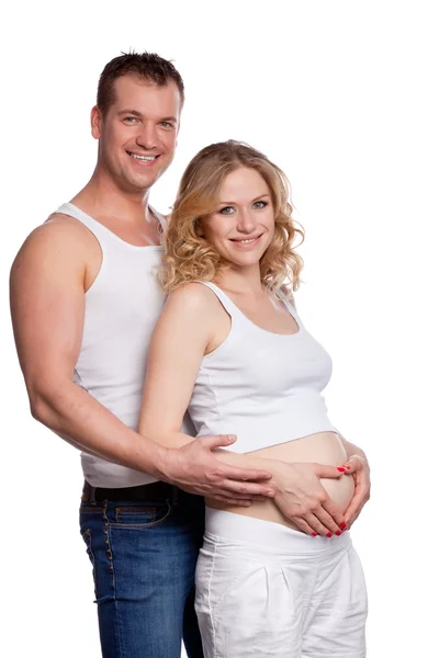 Pregnant mother and happy father — Stock Photo, Image