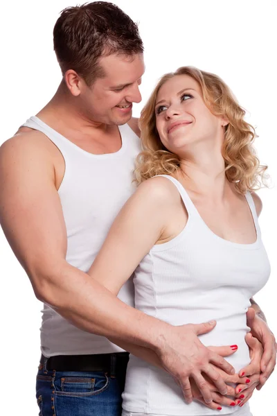 Pregnant mother and happy father — Stock Photo, Image