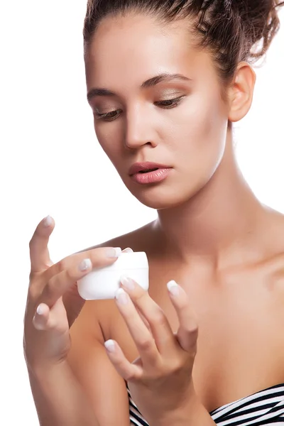 Close-up portrait of young woman with perfect health skin — Stock Photo, Image