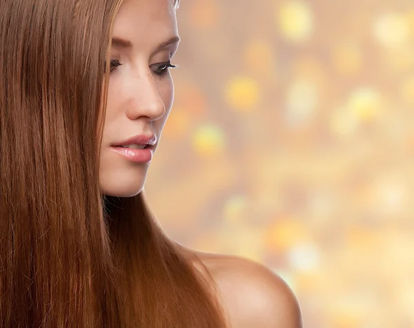 Brunette with long hairs — Stock Photo, Image