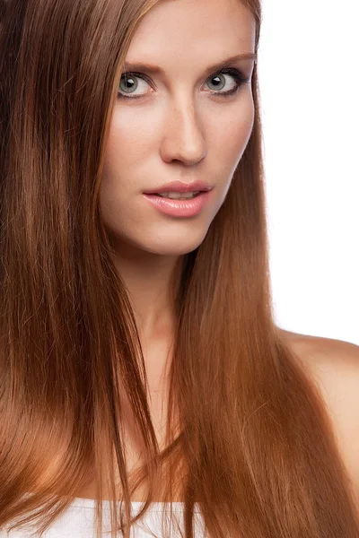 Brunette with long hairs — Stock Photo, Image