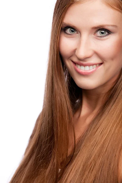 Brunette with long hairs — Stock Photo, Image