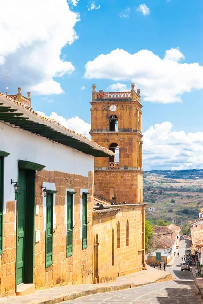 Tower Clock Church Barichara Santander — Stock Photo, Image