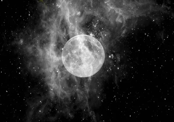 Повний Місяць Великою Кількістю Зірки Високій Чіткості — стокове фото