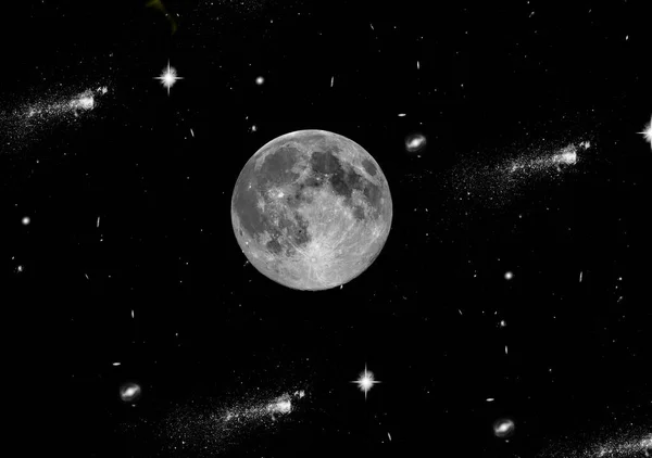 Φεγγάρι Κενό Χώρο Αστέρια — Φωτογραφία Αρχείου