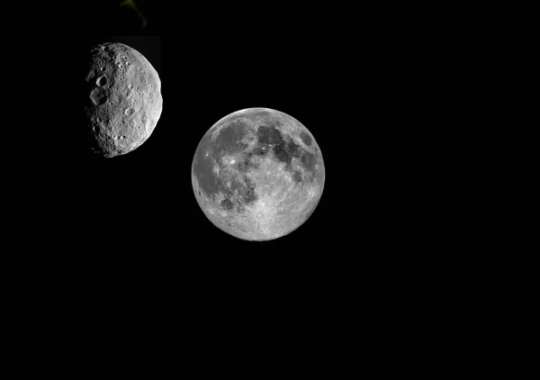 Asteroide Che Cade Sulla Luna Alta Definizione — Foto Stock