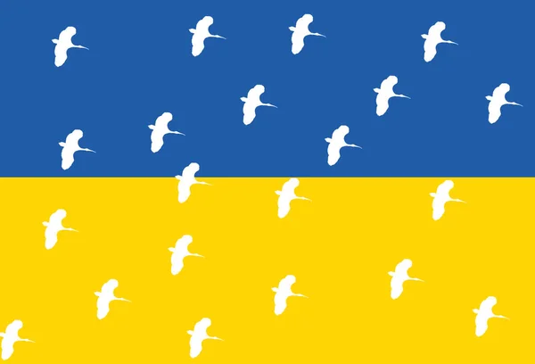 Ukrainian Flag Beautiful White Doves Flying — Stock Photo, Image