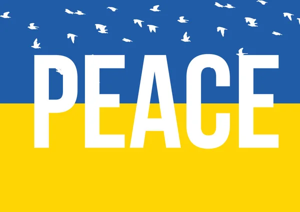 Vlajka Ukrajiny Soubor Malých Holubic Obloze — Stock fotografie