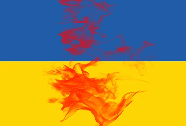 Ukrajinská Vlajka Potřísněná Červenou Krví — Stock fotografie