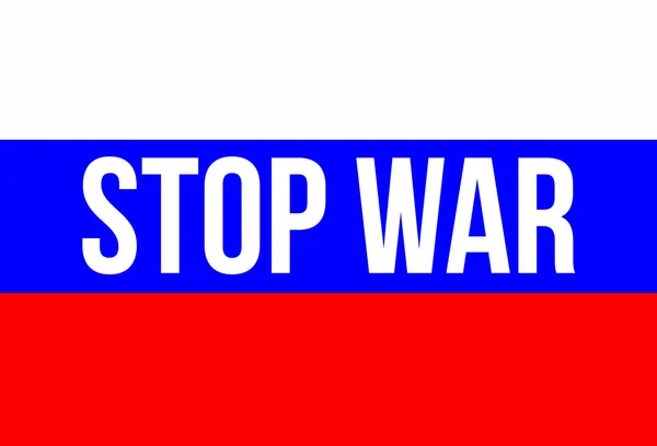 Russische Flagge Mit Text Für Den Krieg Auf Weiß — Stockfoto
