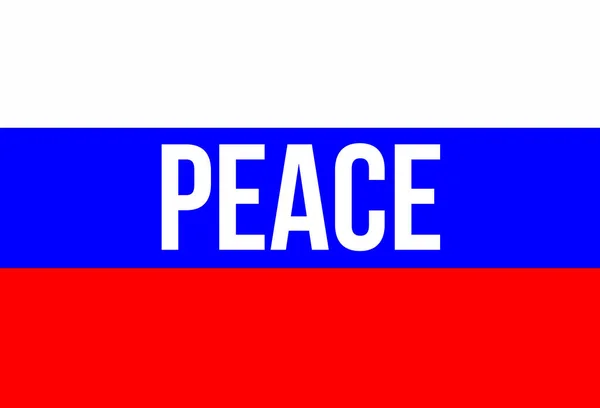 Russische Flagge Die Frieden Auf Weiß Sagt — Stockfoto