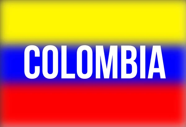 Defocused Colombian Flag Dengan Kata Colbecina Dalam Warna Putih — Stok Foto