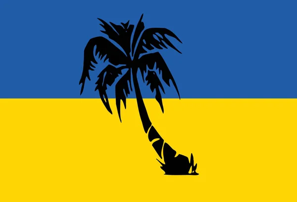 Bandeira Ucraniana Com Cores Originais Com Uma Palmeira — Fotografia de Stock