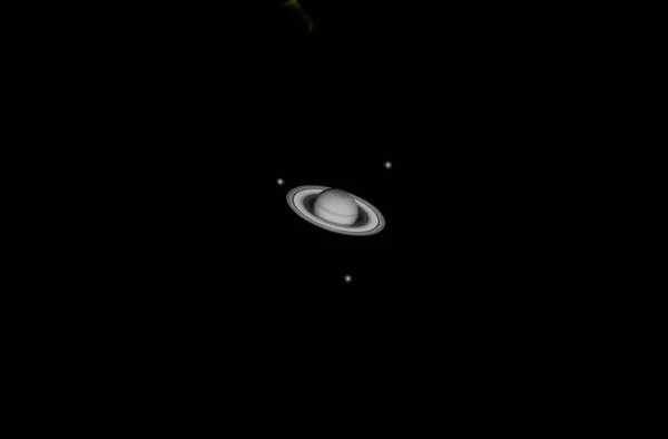 Planeta Nasycona Widziana Przez Teleskop Ziemi — Zdjęcie stockowe