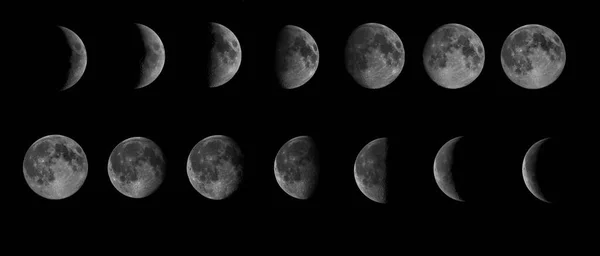 宇宙中月球各阶段的美丽卫星 — 图库照片