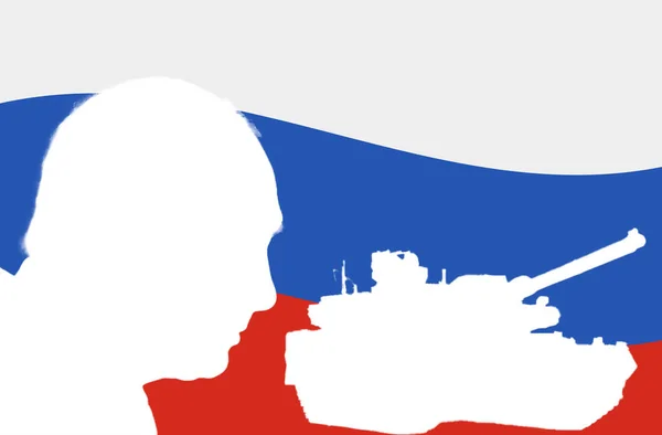 Rosyjska Flaga Twarzą Putin Białej Ilustracji — Zdjęcie stockowe