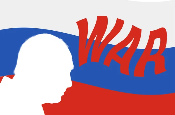 russia flag with putin face illustration