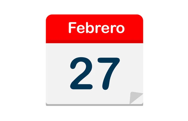 year calendar month february day 27 in spanish