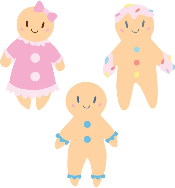  Zencefilli çörek adam, Noel kurabiyeleri, çocuklar için tatlılar, şirin vektör klipsleri.