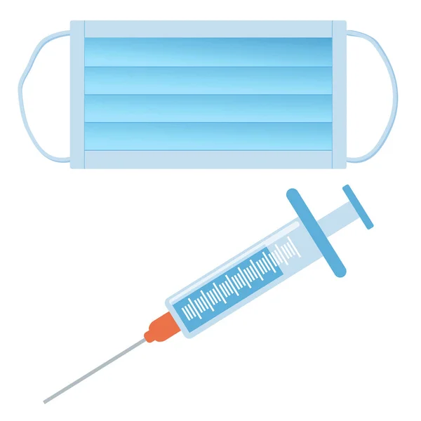 Medical Syringe Protective Mask Vector Covid Coronavirus Concept Pandemic Covid — Stock Vector