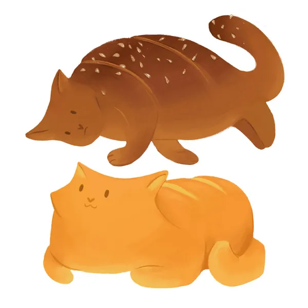 Kedi ekmekleri ve kırpıcı el grafiklerinin hoş bir çizimi