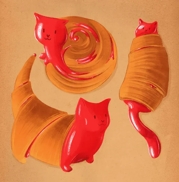 Kedi ekmekleri, tırnak el grafikleri, mime kedileri.