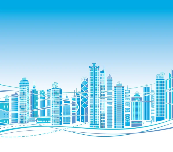 modern şehir merkezi mavi arka plan